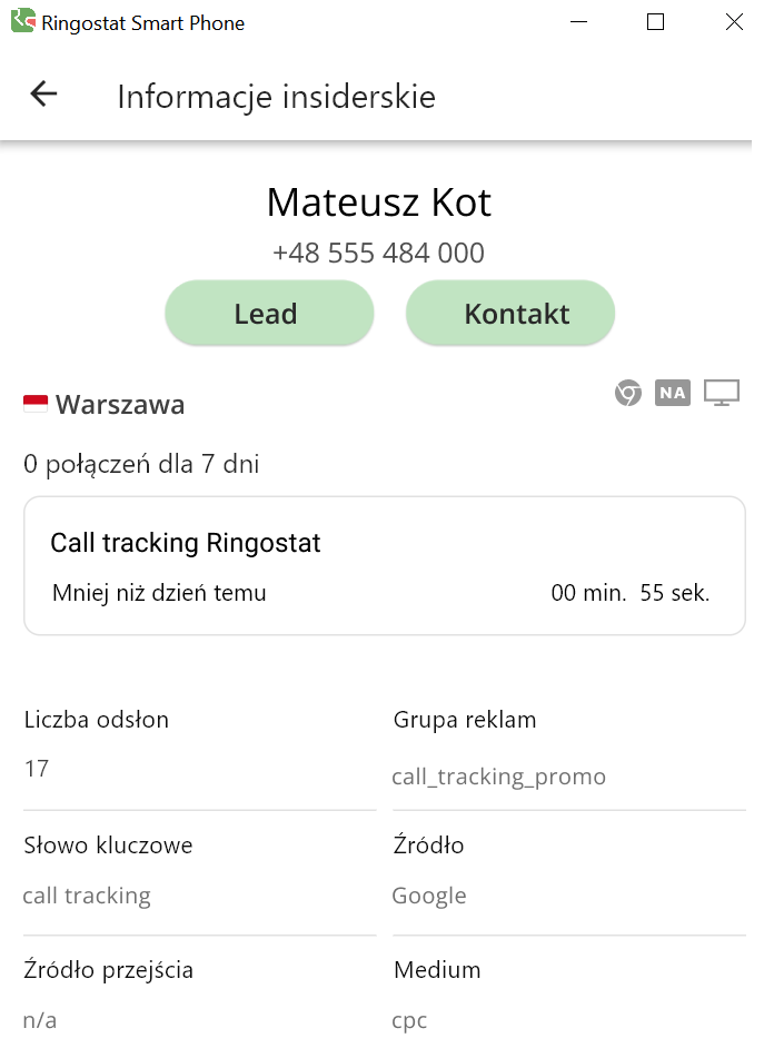 jak poprawić obsługę telefoniczną, aplikacje do połączeń,  Ringostat Smart Phone, przydatne informacje o kliencie