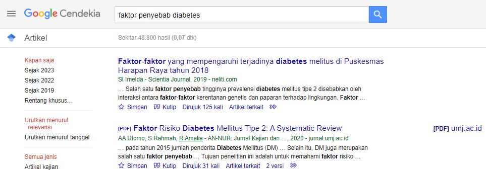 Hasil pencarian Google Scholar dengan bahasa Indonesia