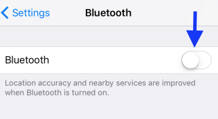 bluetooth menu on iPhone