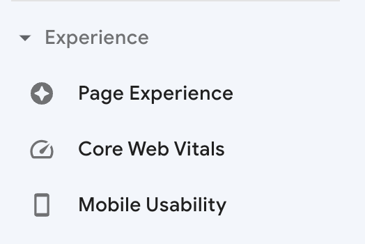 page experience with Google Search Console