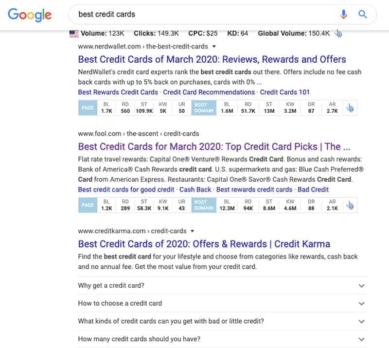 Exemple de recherche Google de blog d'affiliation