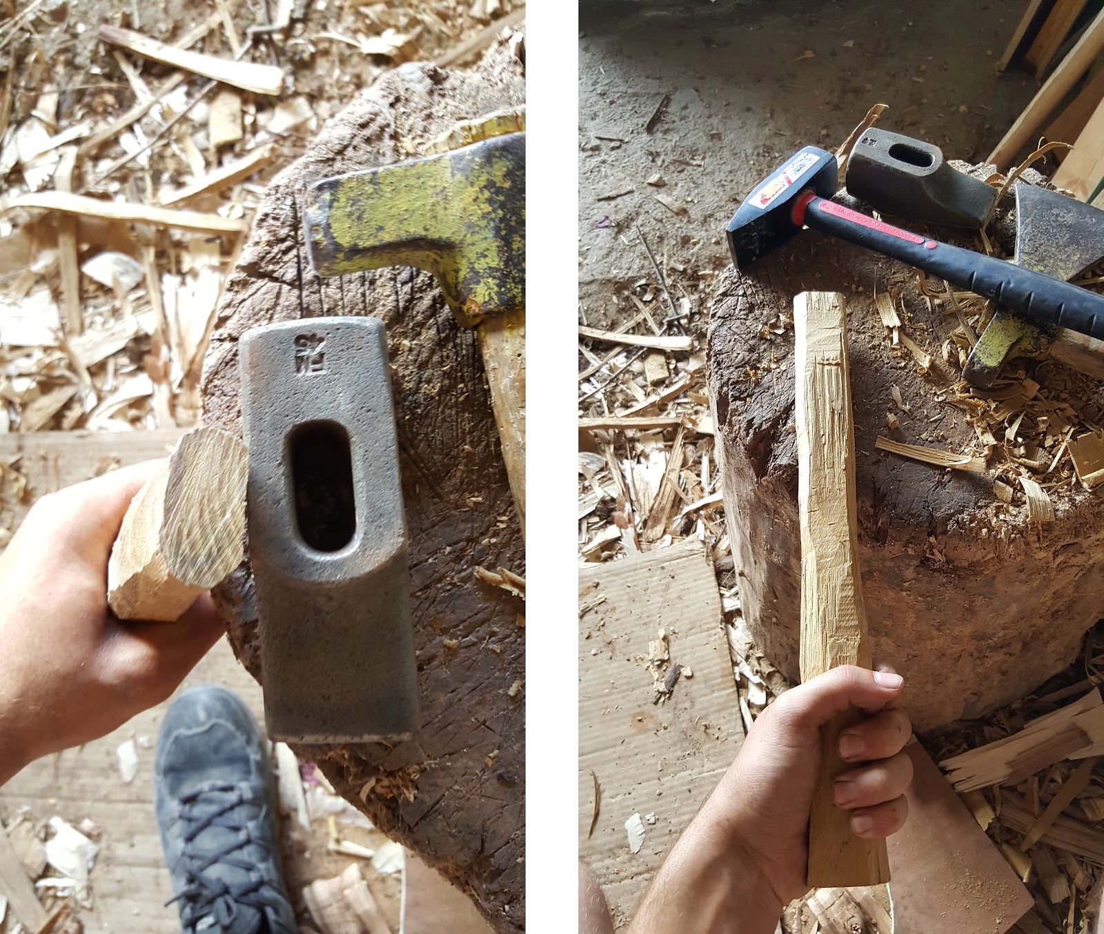 Whittling handle to fit head