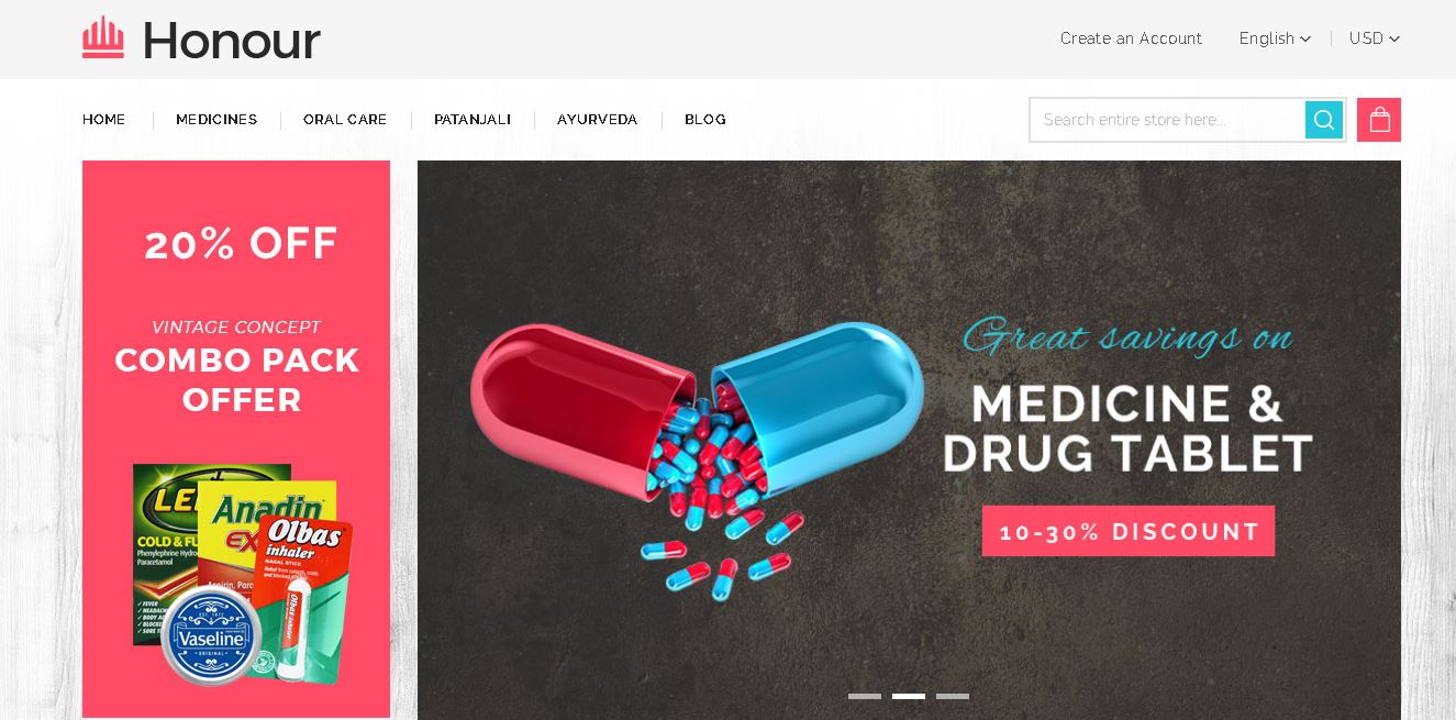 Magento pharmacy theme Honour
