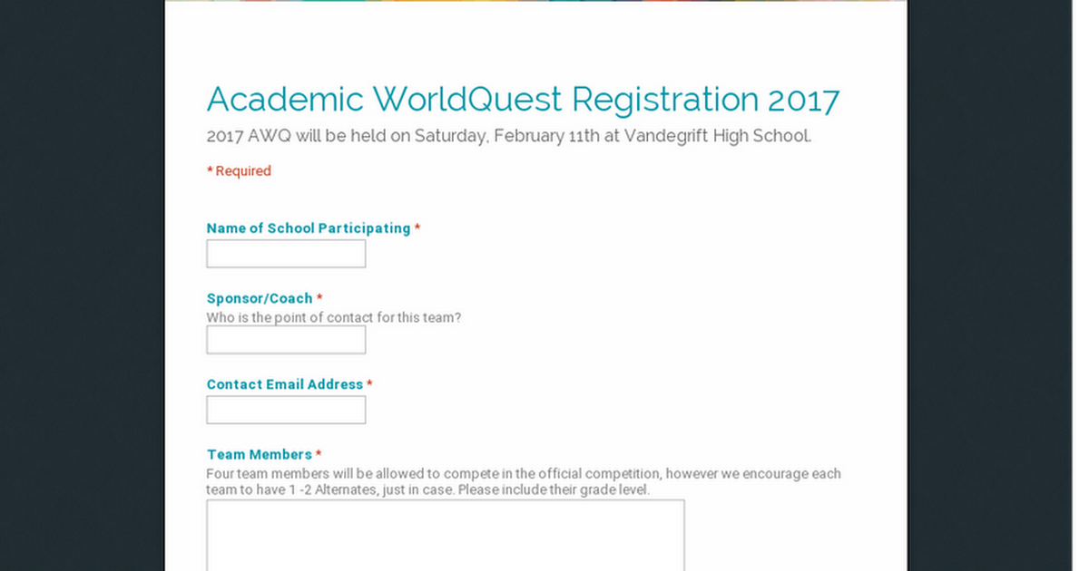 Academic WorldQuest Registration
