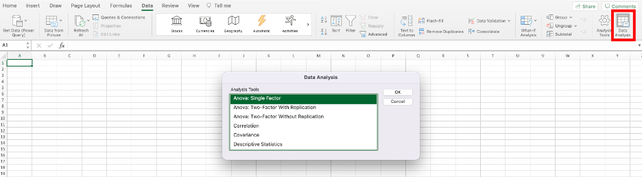 Open Data Analysis in Excel (MAC). Source: uedufy.com