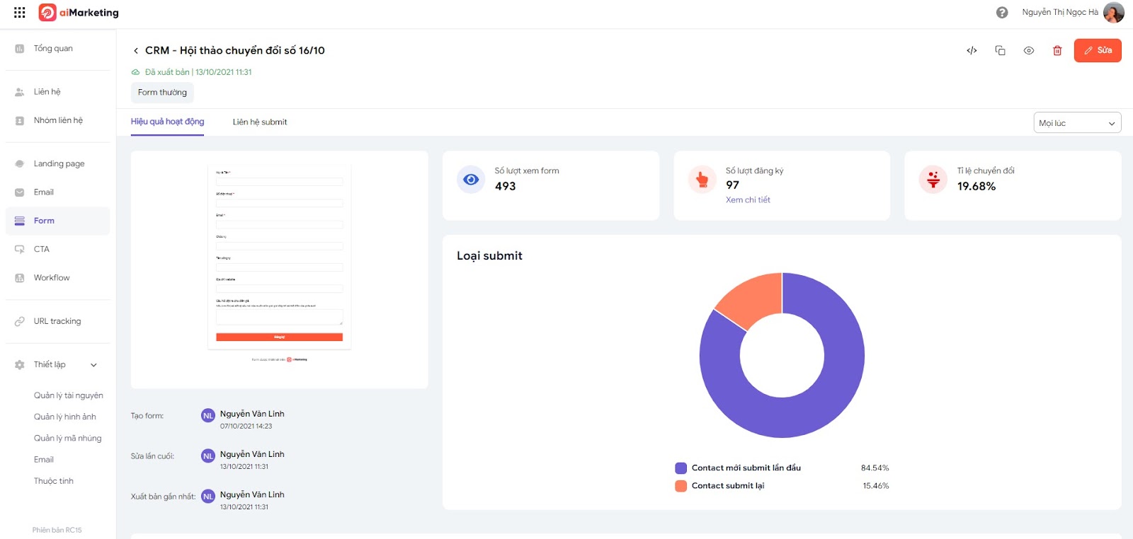 Công cụ form trên aiMarketing