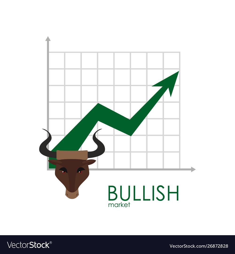 Bullish business graph grow up red arrow Vector Image