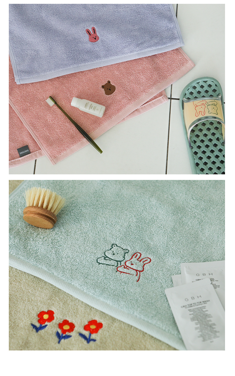 韓國 DAILYLIKE 標誌刺繡毛巾 Dinosaur 2 sheets