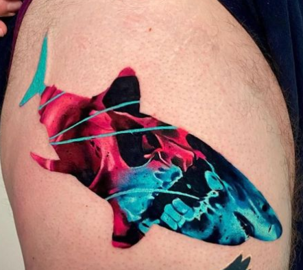 Blue And Pink Color Fantastic Tattoo Better Shark Week