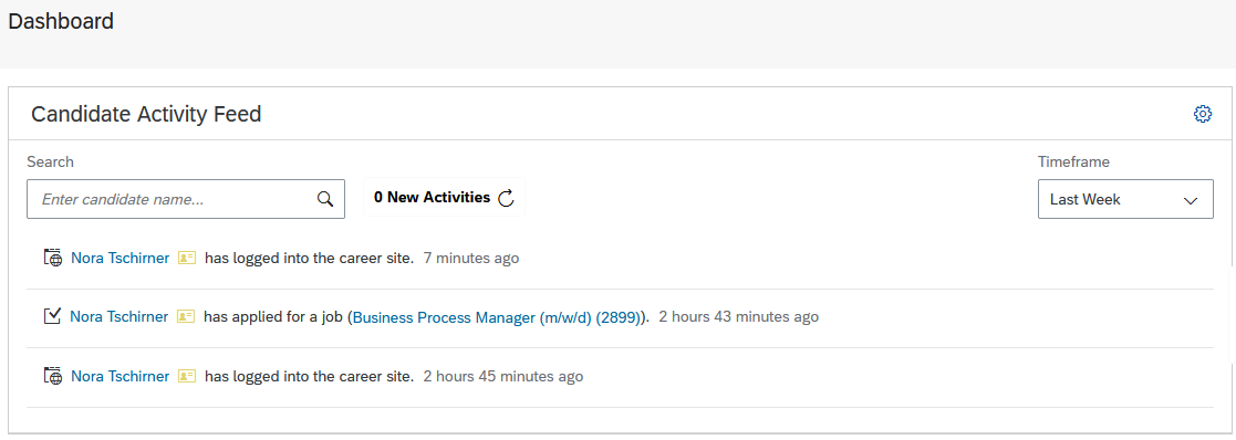 dashboard de actividad de candidatos en sap successfactors