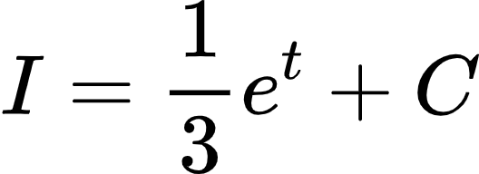 {"type":"align*","code":"\\begin{align*}\n{I}&={\\frac{1}{3}e^{t}+C}\t\n\\end{align*}","font":{"family":"Arial","color":"#000000","size":10},"id":"31-1-1","ts":1601801892672,"cs":"/xXXW1oq1GUmxzuZEJzlFw==","size":{"width":88,"height":32}}