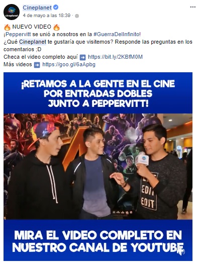 Cineplanet en Facebook