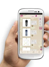 Una mano de un hombre sostiene un móvil de color blanco y en la pantalla vemos la app Whatoweather, la app para crear outfits de mujer
