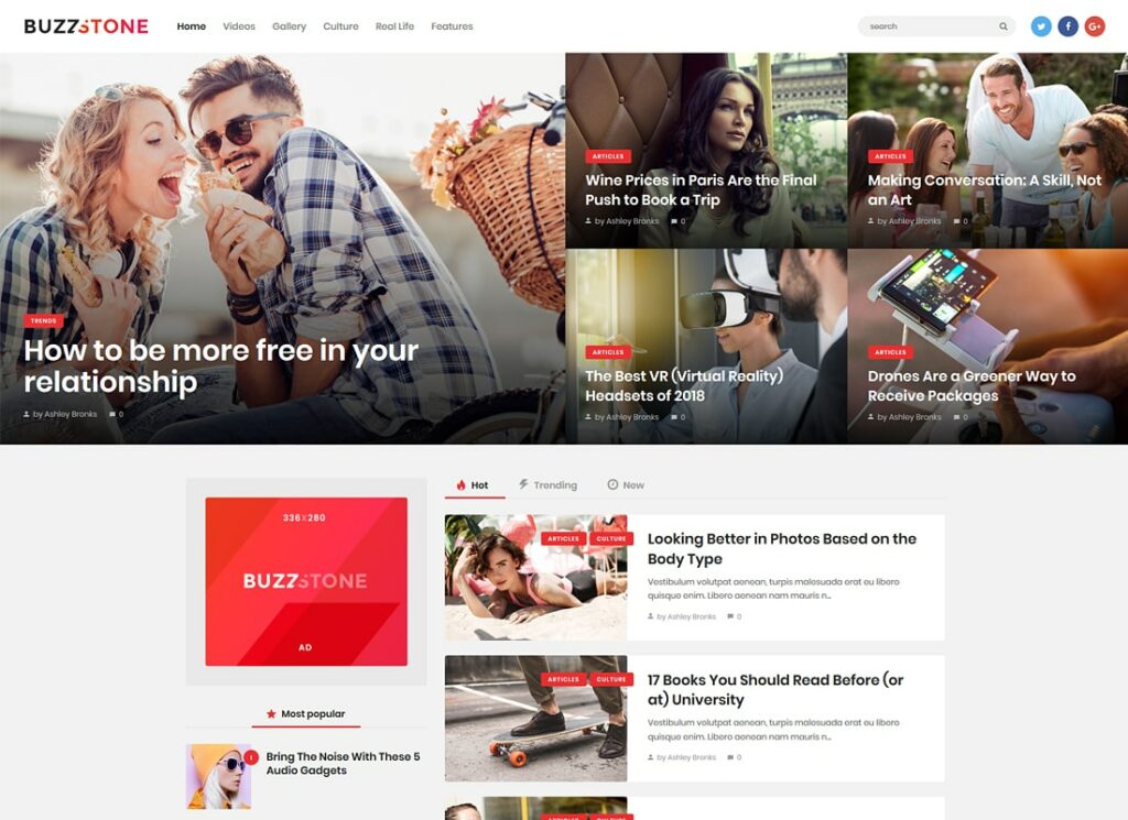 Buzz Stone |  Tema de WordPress para revistas y blogs virales