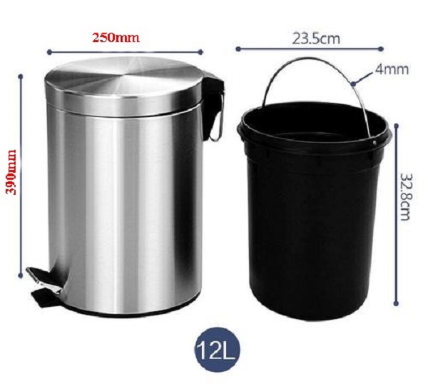 Báo giá thùng rác inox đạp chân 12 lít rẻ nhất thị trường