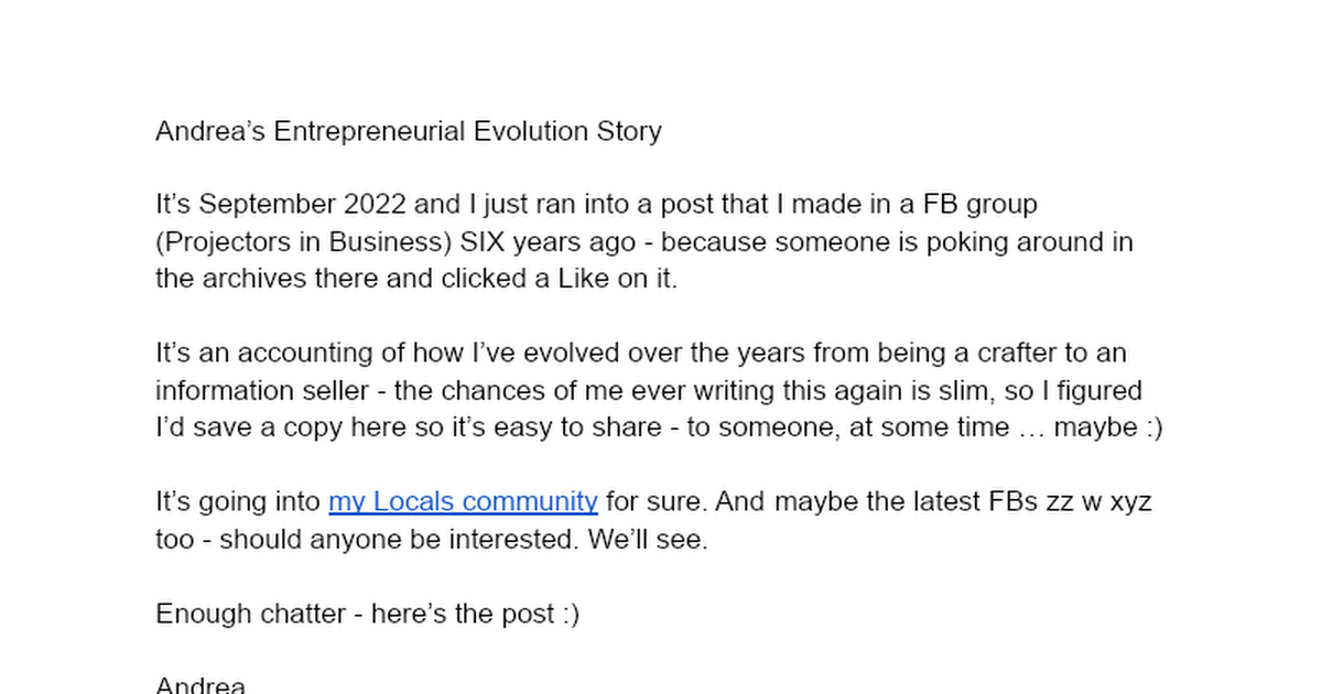 Andrea’s Entrepreneurial Evolution Story