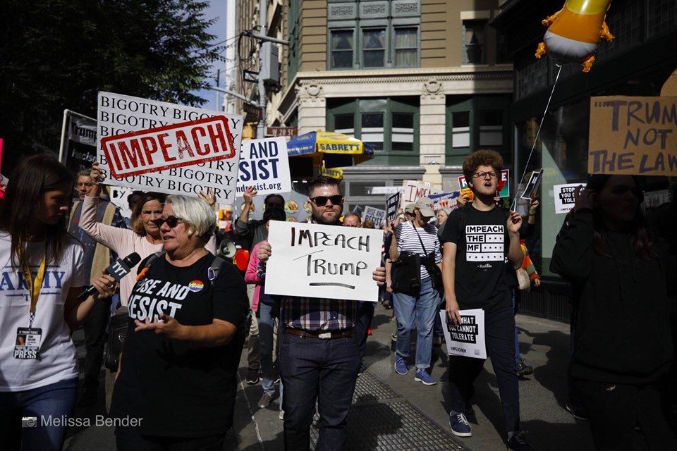 Here’s a photo from NYC’s march (photo credit: Melissa Bender). Check out more great images from #ImpeachNow October 13th marches and rallies in this Facebook photo album.