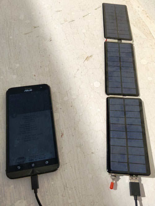 Charging phone from solar mobile charger