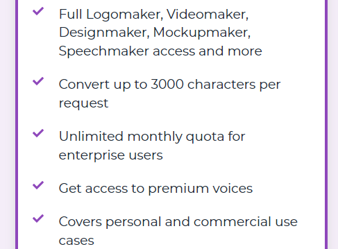 Features of subscription plan