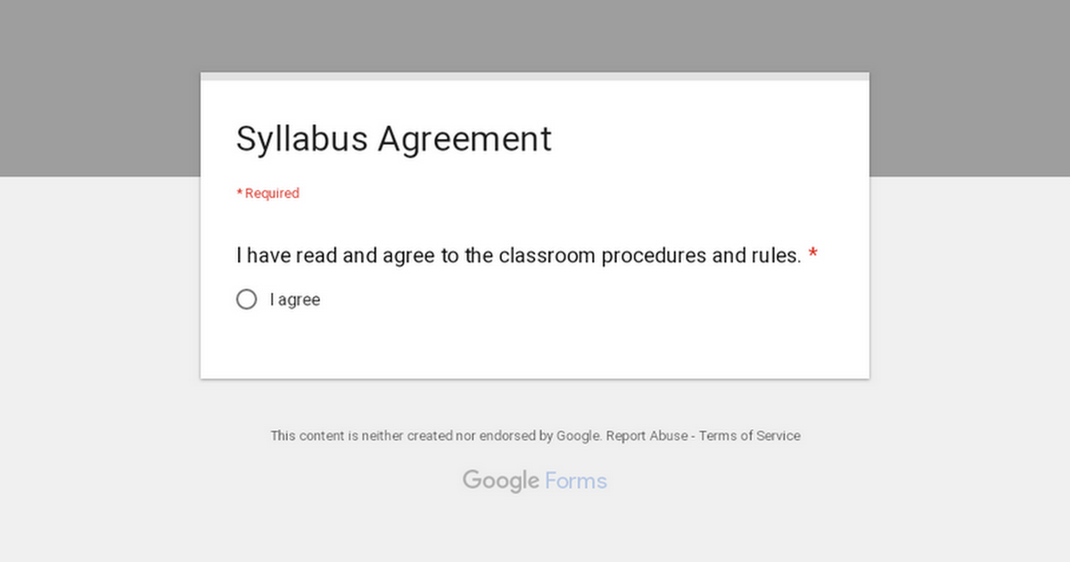 Syllabus Agreement