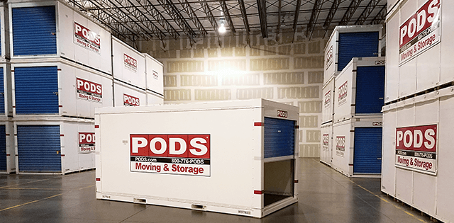 PODS storage containers in a storage facility