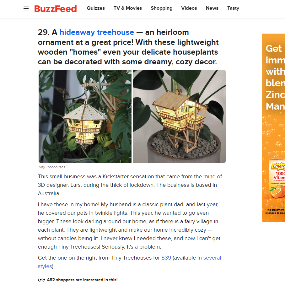 Tiny Treehouses on Buzzfeed