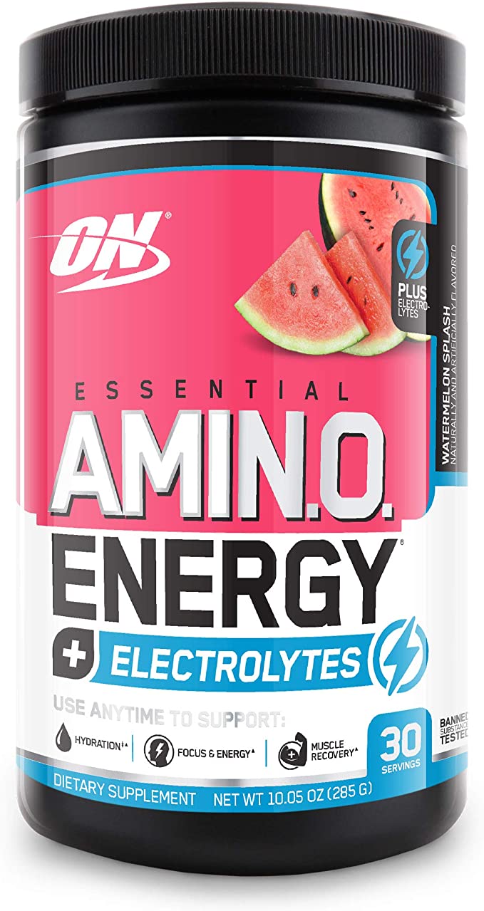 Optimum Nutrition Amino Energy + Electrolytes Powder - Pre Workout, BCAAs, Amino Acids, Keto Friendly, Energy Powder -Watermelon Splash, 30 Servings