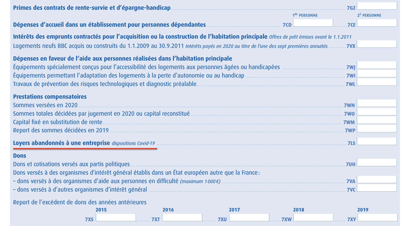 formulaire 2042 rici