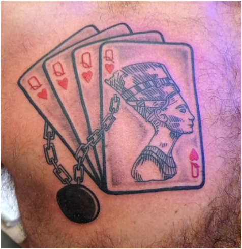 Chained Queen Of Hearts Tattoo