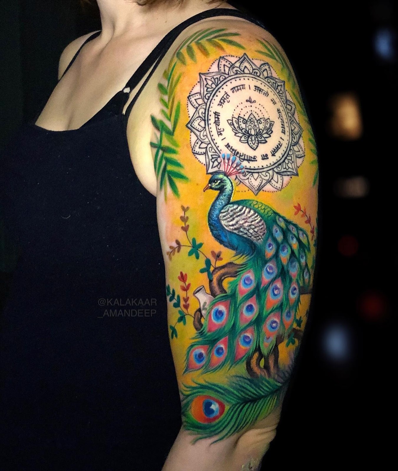 Colorful Peacock Classy Shoulder Tattoos Female