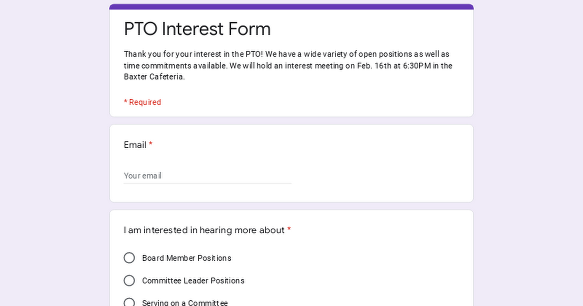 PTO Interest Form
