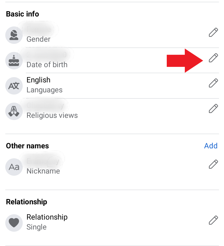 Facebook user bio interface