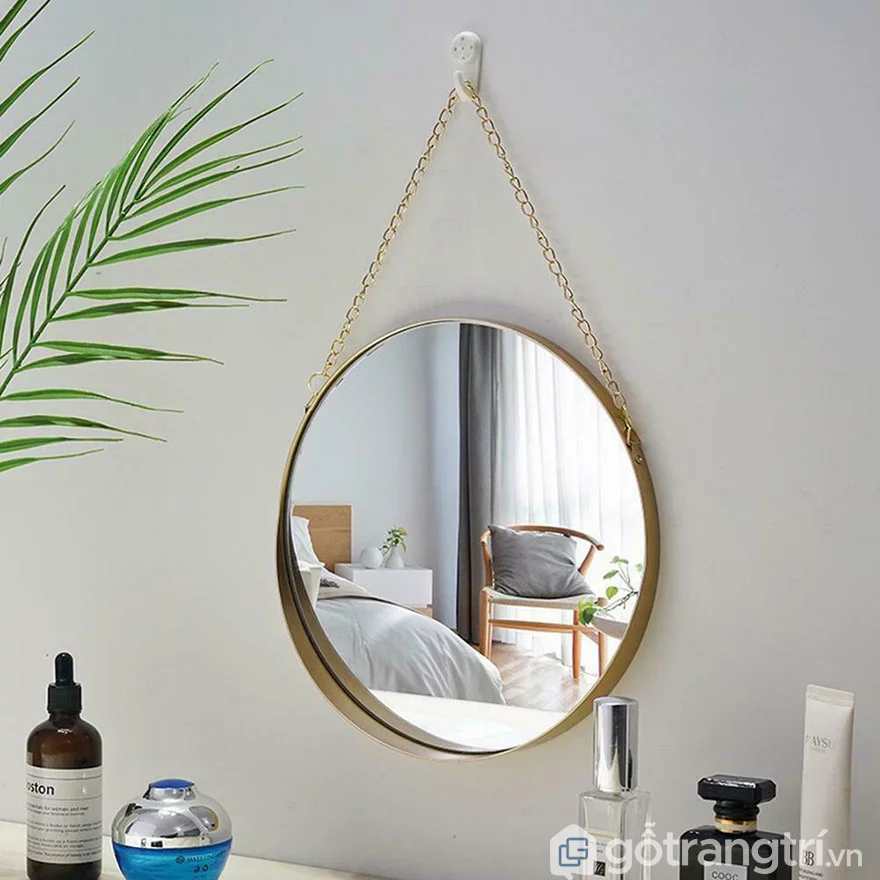 Gương tròn trang điểm treo tường