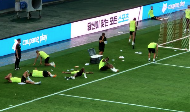 The players were literally exhausted after one of the training sessions