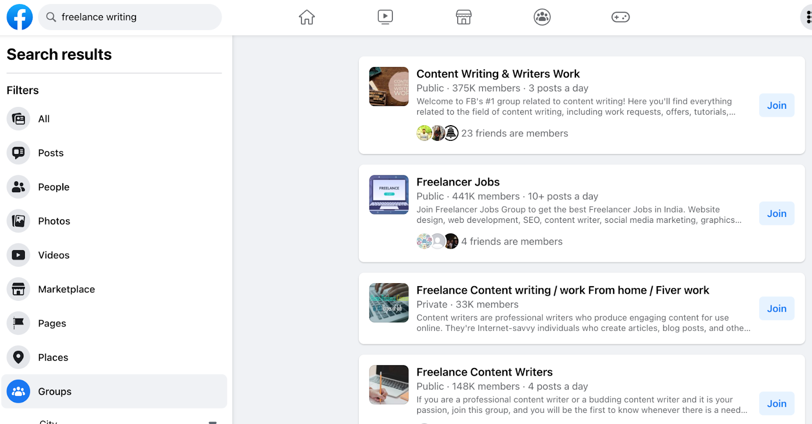 Freelance writing Facebook groups