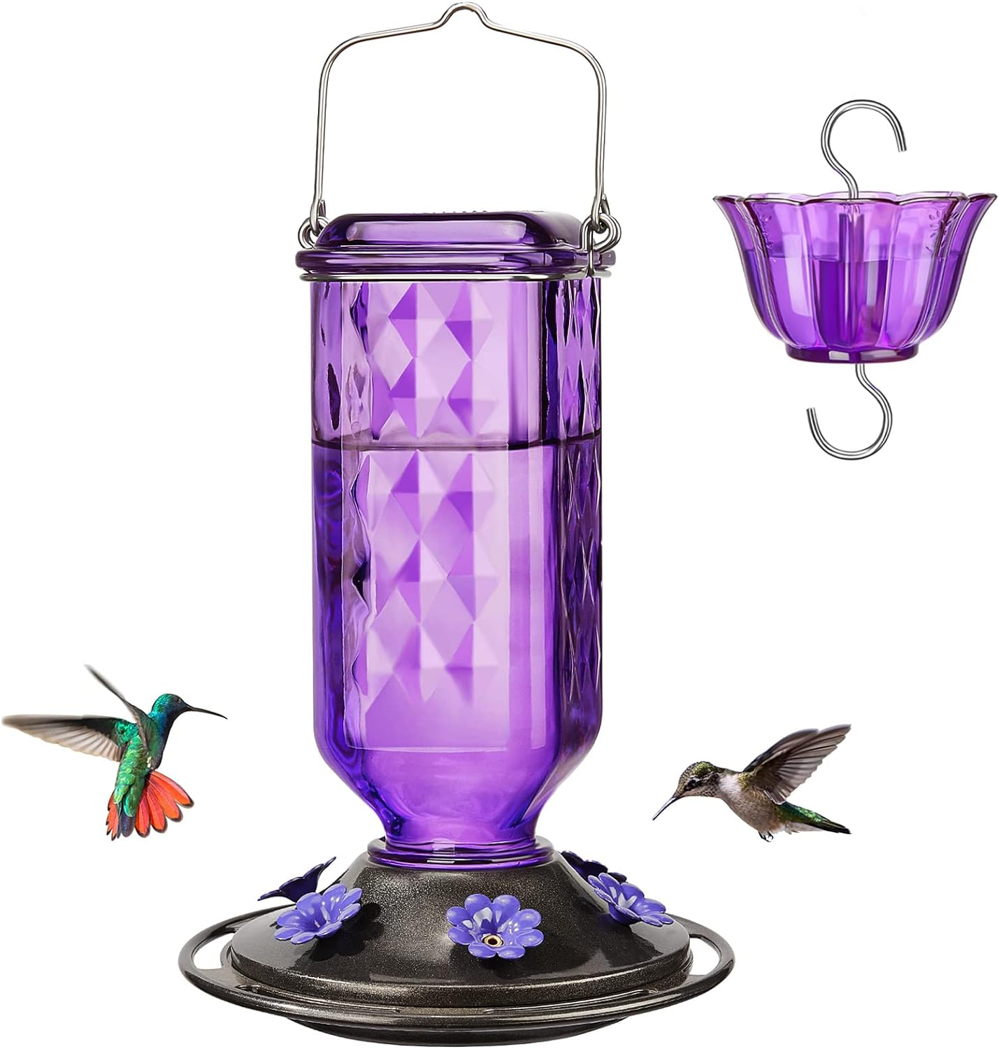 purple hummingbird feeder