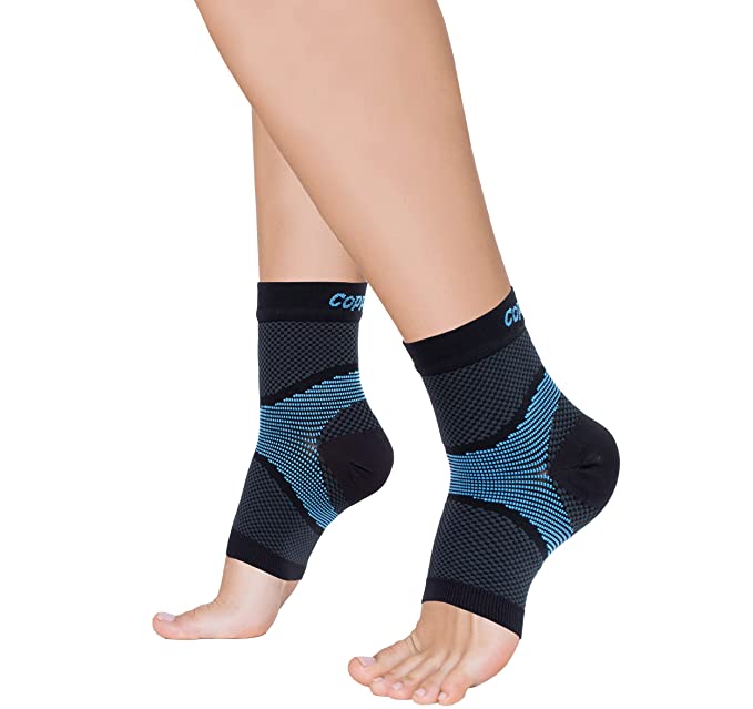 Copper Fit ICE Plantar Fasciitis Compression Ankle Sleeve Infused with Menthol, 1 Pair