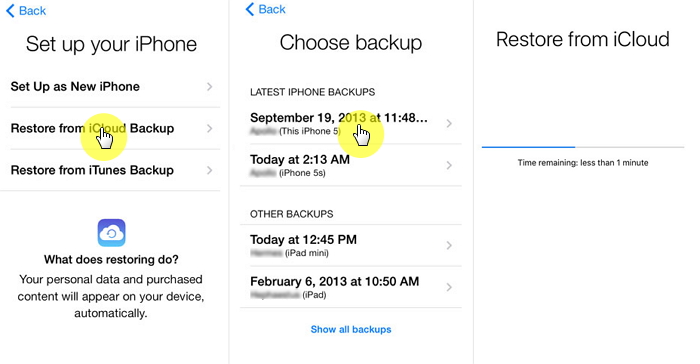 restore iphone with iCloud