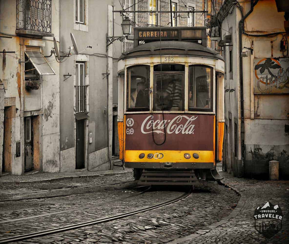Local tram in Lisbon the capital of Portugal