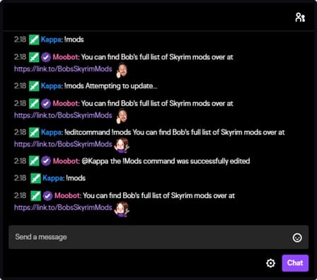 Moobot chat command Twitch 