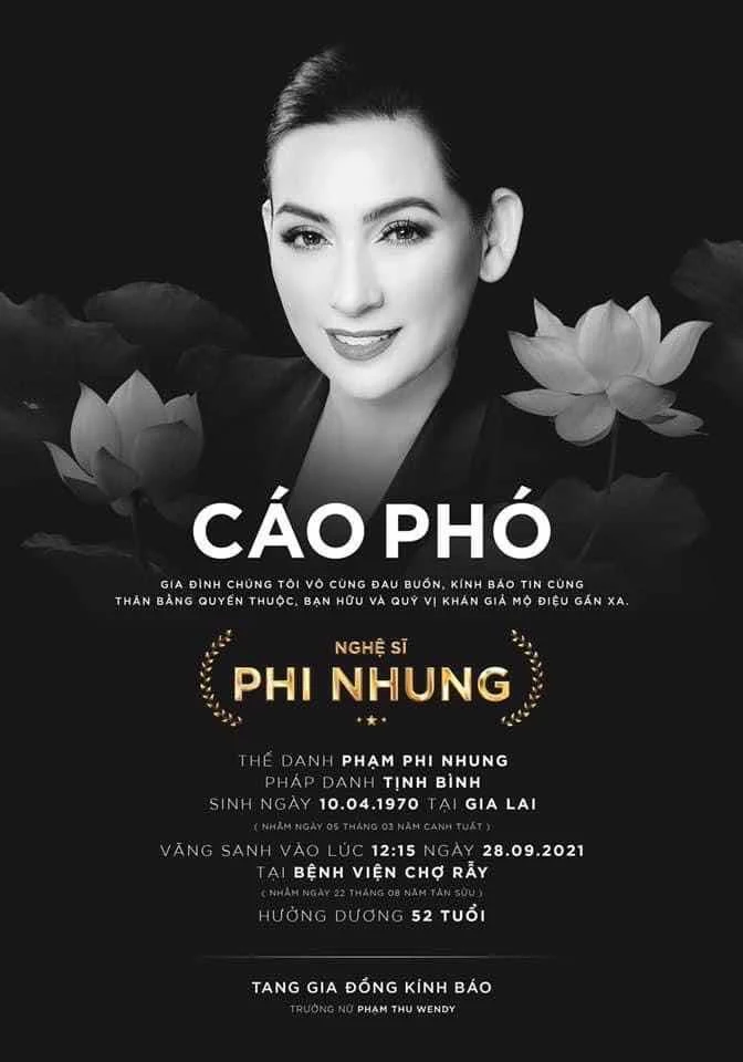 VĨNH BIỆT PHI NHUNG. 