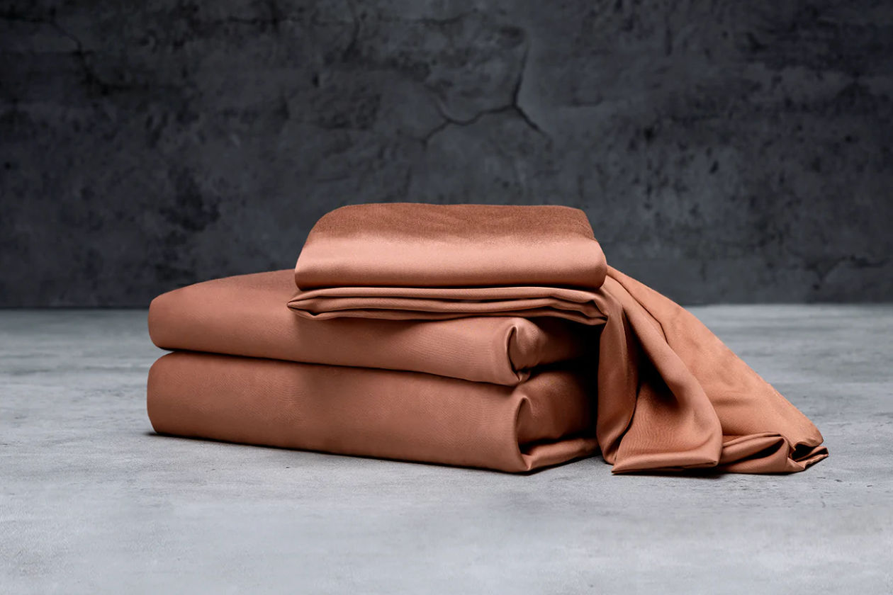 Folded glossy brown sheets