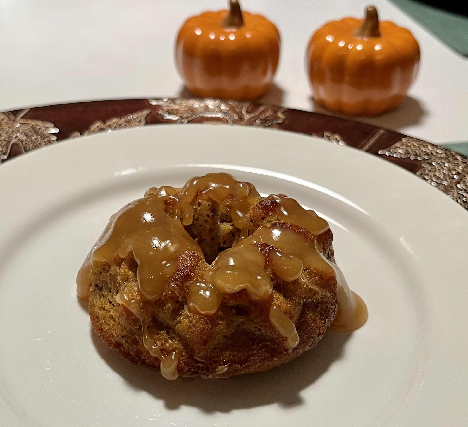 Mini Pumpkin Gingerbread Bundt Cakes with Keto Bourbon Toffee Sauce