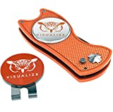 VISUALIZE Talon Plus Premium Switchblade-Style Divot Repair Tools - Golf Accessories - Golf Divot Tool with Silicone Owl Golf Ball Marker with Hat Clip - 4-in-1 Multi Tool Kit (Orange)
