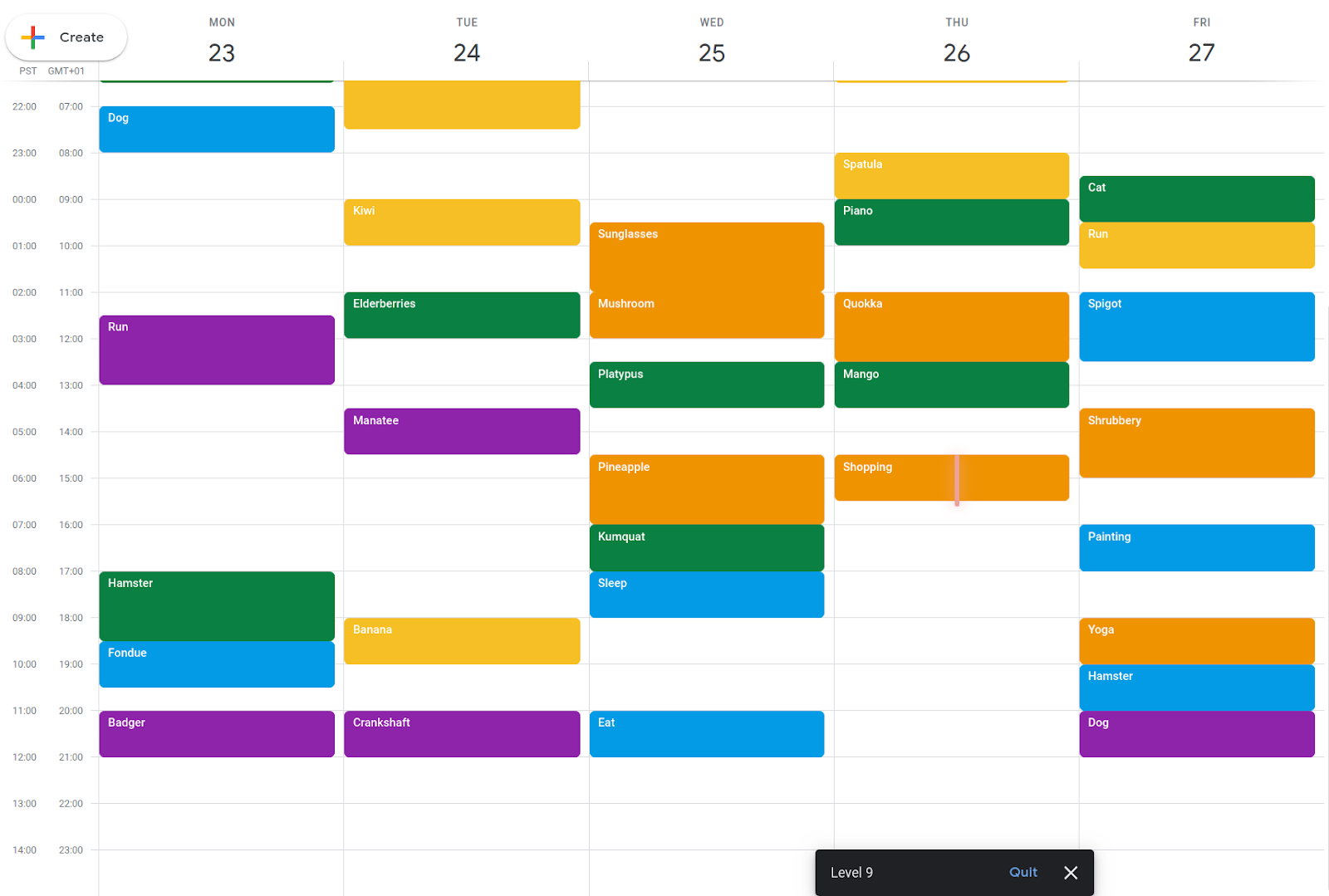 Screenshot of managing your schedule on Google Calendar