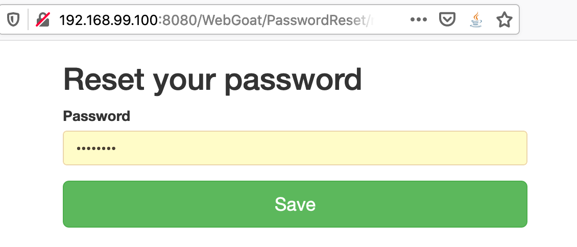 Broken Authentication and Session Management tutorial: Tom's Password reset form