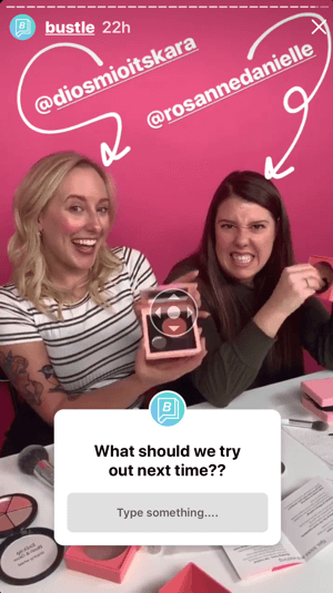 Instagram Stories questions feature example