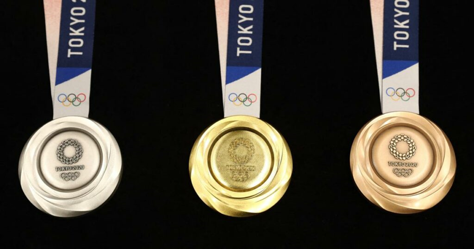 Tokyo 2020 Olympics gold, silver, and bronze medals