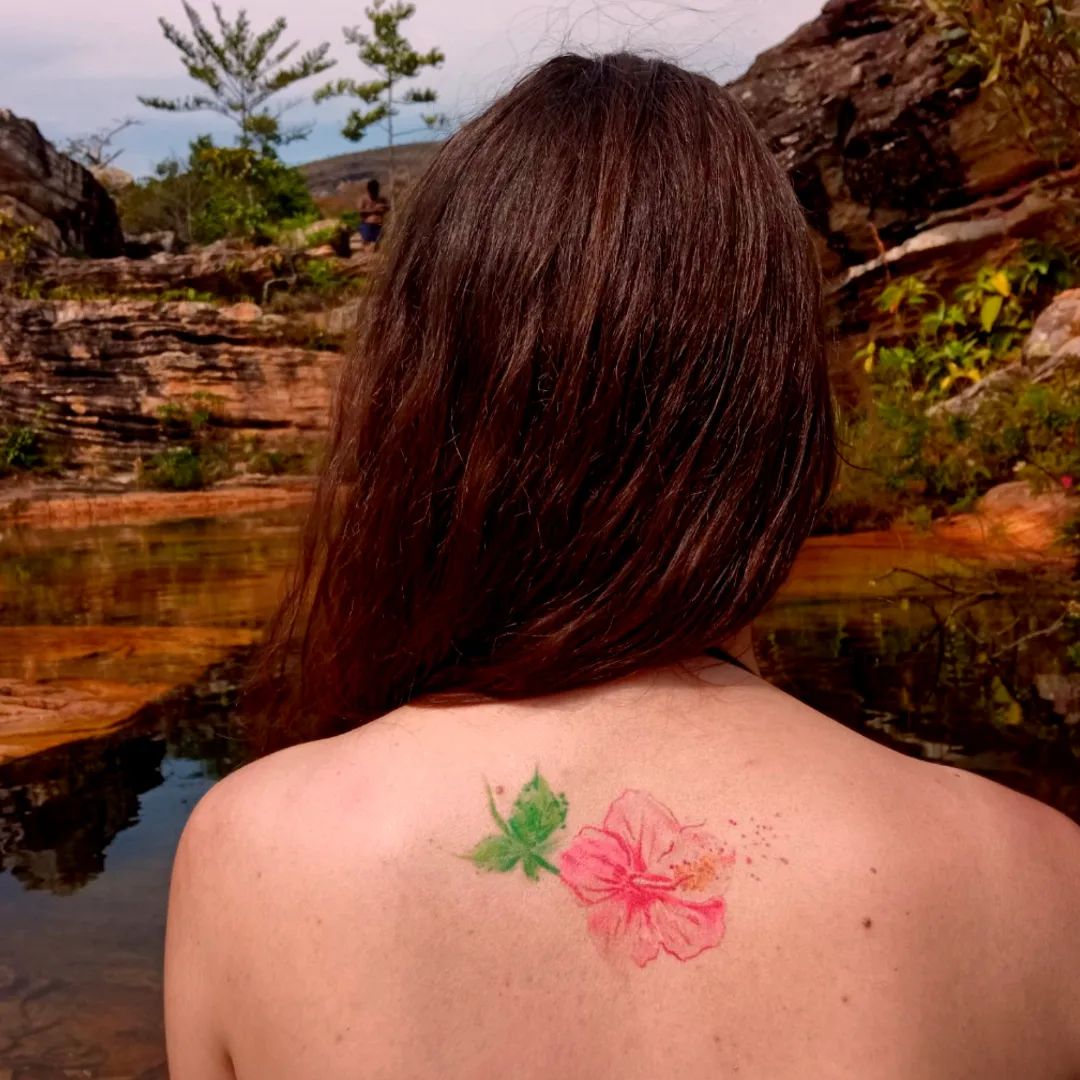 Colorful Hibiscus Flowers Tattoo