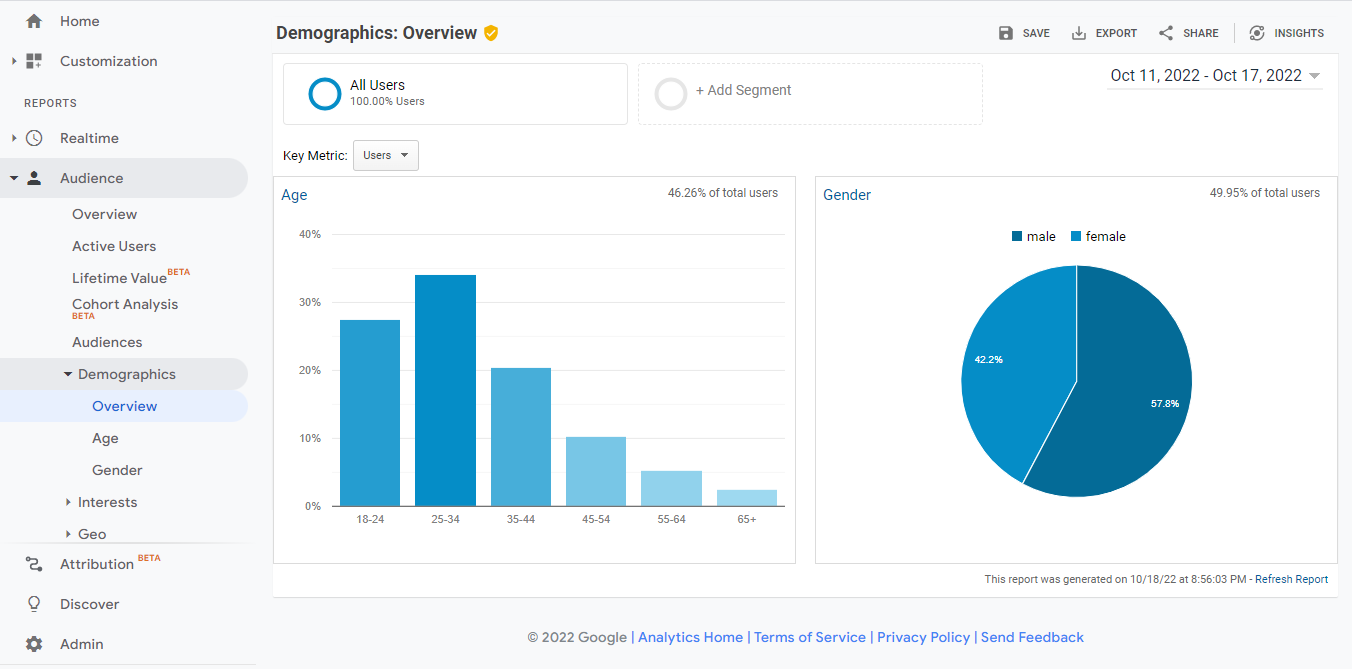 Audiense blog - Google Analytics dashboard